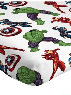 Marvel Avengers Twin Kids Sheet Set - White, Green, Red, Blue